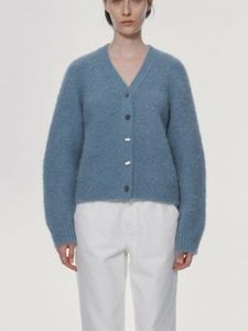 Kvinnors stickor Kvinnor V-ringning Alpaca Wool Blend Knit Cardigan 2 Färger damer Fashion Solid Color Single-Breasted Tröja Knitwear Tops