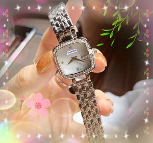 Famous classic small square dial designer watch Stainless Steel Diamonds Ring Clock Women Quartz Movement Ladies Bracelet Waterproof Watches Reloj Hombre Gifts