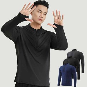 Lu Men Yoga Roupet Camiseta de manga longa Mens de camiseta de camiseta esportiva de camisa meio zíper para roupas de treinamento elástico Elastic Rick Dry Wear LL1010 LL3