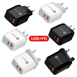 Szybkie szybkie ładowanie 25 W 20W 18W 12 W USB C ŁYSKA DUAL PORTY PD TYP CAŁOŚCI DLA IPhone'a 13 14 15 Pro Samsung S22 S23 Huawei Xiaomi PC