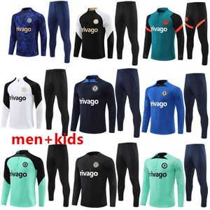 2023-2024 CFC Soccer Jerseys Manga Longa Kids Kit Tracksuit PULISIC 23/24 MONTE HAVERTZ STERLING JORGINHO Camisa de treinamento KOULIBALY KANTE Fatos de pista