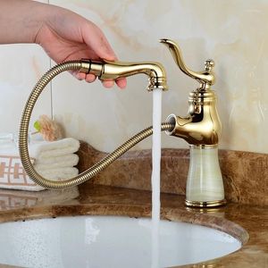 Rubinetti per lavandino del bagno Rubinetto per lavabo antico in rame e rubinetti miscelatori corti per acqua fredda in oro