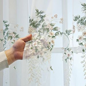Perde beyaz işlemeli çiçek tül perdeleri yatak odası için şeffaf pencere oturma odası hazır yapılmış
