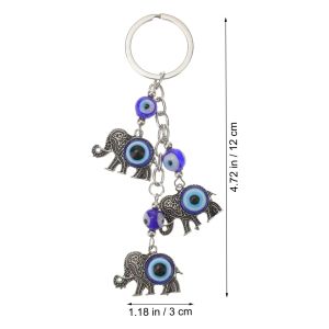 Schlüsselanhänger Lanyards L Türkischer blauer böser Blick mit glücklichem Elefanten Amet-Schlüsselanhänger Feng Shui Nazar-Perlen-Schlüsselanhänger Viel Glück-Segen-Charm für Amei3