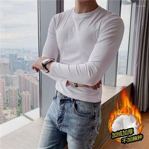 Men's T Shirts Autumn Winter Plush Long Sleeved T-shirt Pure Cotton Round Neck Bottoming Thermo Shirt Men Slim Fit Casual Pajamas