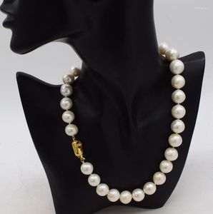 Łańcuchy słodkowodne perły biały w pobliżu rundy 12-14 mm Naszyjnik edazji 18 cali duży rozmiar hurtowy koralik zniżka na prezent natury dla kobiety fppj