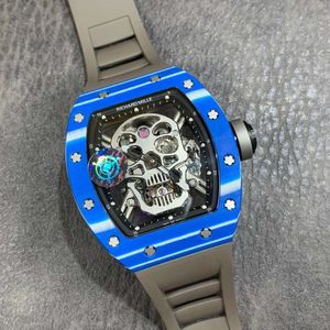 YS JB RM052-01 Superclone Active Tourbillon orologi Designer di teschi da polso RM52 Diamond Automatico scavato Mechanica Ceramica Montres de Luxe Blue