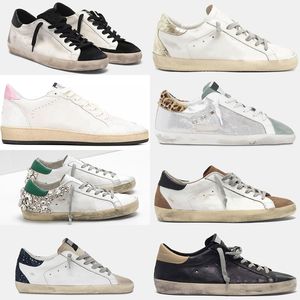 2023 Nya casualskor bollstjärna hej sneakers supestar lyxiga smutsiga paljett vit do-gamla smutsiga designer sneakers med låda vit svart rosa grön