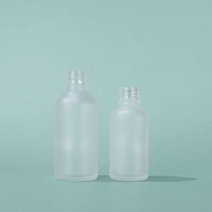 Transparent frostad ögonflaska 5-100 ml med rosguldring och vitt limspets