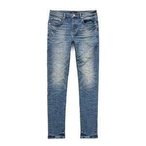 Klasik Low Rise Sıska Erkekler Jean Mid Indigo Tint Premium Vintage Streç Denim Jeans