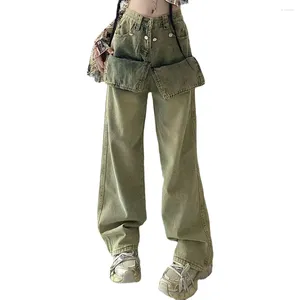 Calças de brim femininas roupas femininas streetwear baggy mulher cintura alta 2023 tendência roupas vintage calças de carga feminina
