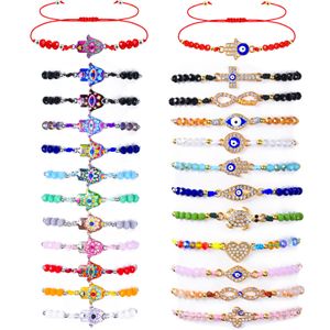 Charm-Armbänder Evil Eye Mexikanisches verstellbares Schnurknoten-Armband Mal De Ojo Handgefertigte Perlen Glücks-Amet-Fußkettchen für Frauen Männer Teenager Juwel Amxc8