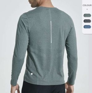 Men lu Yoga Outfit Sports Long Sleeve T-shirt Mens Sport Style Shirts Training Fitness Clothes Quick Dry Sportwear Top Plus Size 5XL fashion all-match