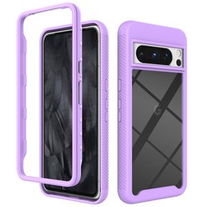 Transparent Shockproof Phone Cases for Google Pixel 8 Pro 7 7A 6 6A 2 Layers Hybrid Clear Protective Cover Pixel8 Shell Purple