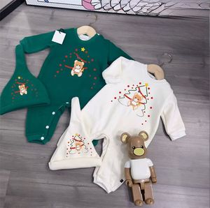 Bebek Bebekler Yeni yürümeye başlayan çocuklar Kalın Tonçılar 2pcs Setler Moda Trailsuit Designer Baskı Noel Baba Romper Sevimli Bebek Çocuk Çocuk Tulumları Çocuk Kış Giysileri