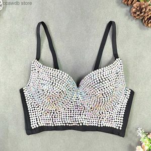 Women's Tanks Camis Summer Quality High End Tops Women Corset Luxury Bling Diamond Push Up Bustier Ladies Crop Top Camis y2k Tank Woman Clothes T231106