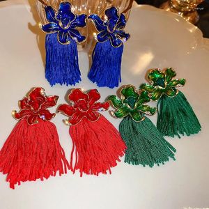 Brincos pendurados moda metal flor geométrica borla feminina tendência boêmia joias para banquetes