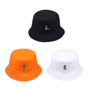 Basker kvinnor män unisex mode fiskare hatt ananas frukt broderi solskydd mössa vilda färsk söt kawaii utomhus hattsberets