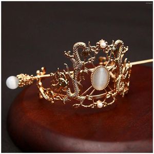 Hair Clips Ancient Court Style Crown Hypoallergenic Metal Pearl Headgear For Theme Party Cosplay Balls Outfit