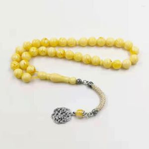 Strand Tasbih Resina Amarela Resina Muçulmana Rosário Miã Islâmico Pedra Jóias Árabes Misbaha 33 Beads Bracelets Presente