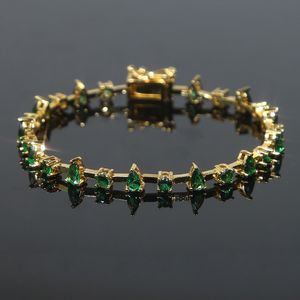 Lovely Multi Green Water Drop Round Zircon Bangle Elegant Bracelet Earrings Hip Hop Gold Plated Paved Cubic Zirconia Women Party Gift Wholesale Jewelry Set