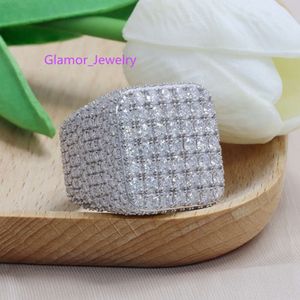 Anpassade fina smycken Hip Hop Iced Out VVS Sterling Sier Full Moissanite Men Hiphop Lab Diamond Ring