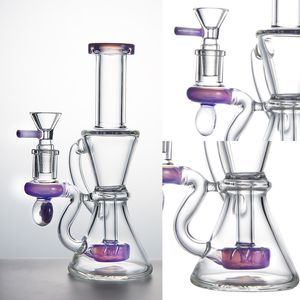 Beliebte 7-Zoll-Duschkopf Perc Heady Glass Bong Recycler Wasserpfeifen Klein Percolator Dab Rig Oil Rigs 14 mm 4 mm Dicke weibliches Gelenk auf Lager