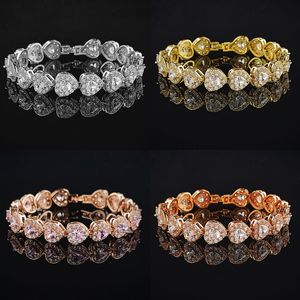 Charm Bracelets Arrival 18CM Luxury Heart shaped Rose Gold Silver Bracelet Bracelet Suitable for Female Wedding Bride Gifts Jewelry S5777 230406