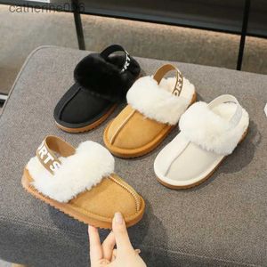 Sneakers Kids Slippers Girls Casual Shoes 2023 New Boys Shoes Elastic Band Platform Children Plush Winter Flats Breatheable Simple KoreanL231106