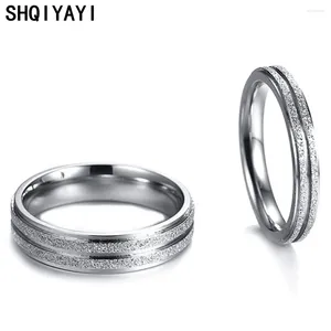 مع الحجارة الجانبية shqiyayi 316L حلقات الفولاذ المقاوم للصدأ للرجال للنساء الذكرى هدية كلاسيكية الزوجين الأزياء
