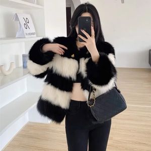 Women's Fur Faux Black and White Matching Jacket Winter Coat 2023 231106