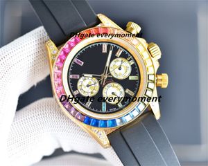 Orologio di lusso Cronografo in ceramica 116598 40mm ETA7750 Movimento meccanico automatico Orologi da uomo Cinturino in caucciù 904L Zaffiro Impermeabile Arcobaleno Orologio da polso-3