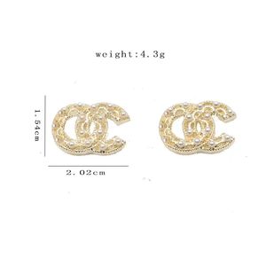 kkc18K placcato oro argento 925 designer di marca di lusso lettere stud geometriche donne famose rotondo cristallo strass perla orecchino festa di nozze