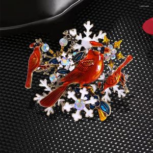 Brooches Exquisite Vintage Enmael Bird Shining Crystal Badges For Women Lady Elegant High Quality Animal Series Pins Corsage