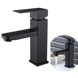 Bathroom Sink Faucets Basin Faucet Deck Mounted Cold Water Mixer Taps Black Lavatory Tap 230406