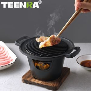 BBQ Grills Teenra Mini BBQ Grill Japanese Alcohol Spise Home Smokeless Barbecue Grill Outdoor BBQ Plate Rostning Köttverktyg 230404