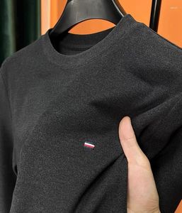 Erkek Tişörtleri Yüksek Son Marka Çift Taraflı Velvet Günlük Uzun Kollu T-Shirt Sonbahar ve Kış Sıcaklık Konforu Yuvarlak Boyun Külotu