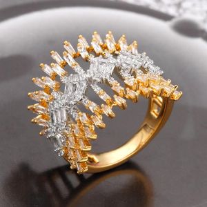 Cluster Rings Bride Talk Luxury Jewelry Big Wedding Full Micro Pave Cubic Zirconia Dubai Bridal Jewellery for Engagement Party