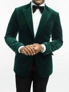 Herrdräkter grön sammet för män brudgum bröllop tuxedos smal fit italiensk stil blazer anpassade två stycken 2023 (jacka byxor)