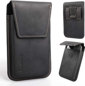 Phone Case Leather Cell Phone Holster With Belt Clip Flip Case For IPhone 14 13 Pro Max Holder S22 Plus Universal Pouch Large Phone Black