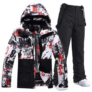 Outros artigos esportivos Conjuntos de ternos de neve para homens e mulheres Roupas de snowboard Trajes de esqui à prova d'água Jaquetas de inverno Calças com alças Moda masculina HKD231106