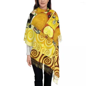 Scarves Lady Long Gustav Klimt The Embrace Women Winter Thick Warm Tassel Shawl Wraps Painting Art Scarf