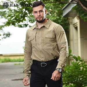 Men's Casual Shirts Outdoor Quick Dry Long Sleeve Cargo Work Shirts with Pockets Mens Safari Hiking Shirts Button Down Shirts Hunting Clothes Q231106