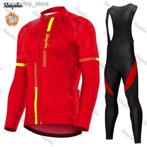 Radsporttrikot setzt Winter warmes Fece -Trikot Set Mountian Racing 2023 Rapha New Cycling Jersey Mountian Cycling Jersey Ropa Ciclismo Kaltem Widerstand Q231107