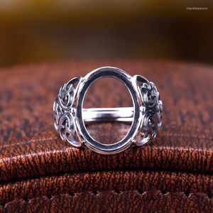 Cluster Rings 925 Sterling Silver Engagement Wedding Ring For Women 11x14mm 12x16mm Oval Cabochon Semi Mount Setting Vintage Retro