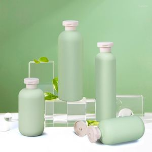 Storage Bottles 2pcs Avocado Green Emulsion Round Refillable Shampoo Bottle Reusable Pump Dispenser Container With Flip Top Cap Plastic Jar