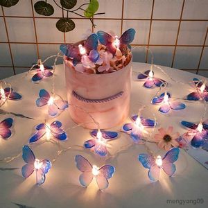 Weihnachtsdekorationen, 1,5 m, lila Schmetterling, Lichterkette, Hochzeit, Geburtstag, Zimmer, Vorhang, Lichter, Girlande, Dekoration, R231106