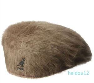 Caps Tide Marka Kanguru Nakış Bereti Kadınlar Vintage Ressam Şapkası Sonbahar Kış Tavşanı Kürk Erkekler Comt Sıcaklık
