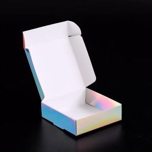 Confezioni regalo Laser Arcobaleno Scatola per aerei Scatole regalo di alta qualità per gioielli da tè Caramelle Sapone fatto a mano fai-da-te Imballaggio 10x10x3 cm