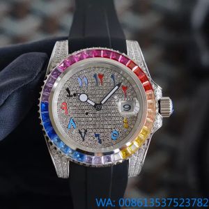 Montre De Luxe Diamond Mens Watch Rainbow Bezel Automatic Mechanical Watchs 1:1 904L stainless steel Rubber Strap 40mm Watch Designer Sapphire Mirror Waterproof